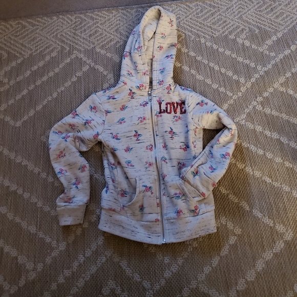 Reflex Kids Light Gray Floral Print Sequin Hoodie. - Picture 6 of 10